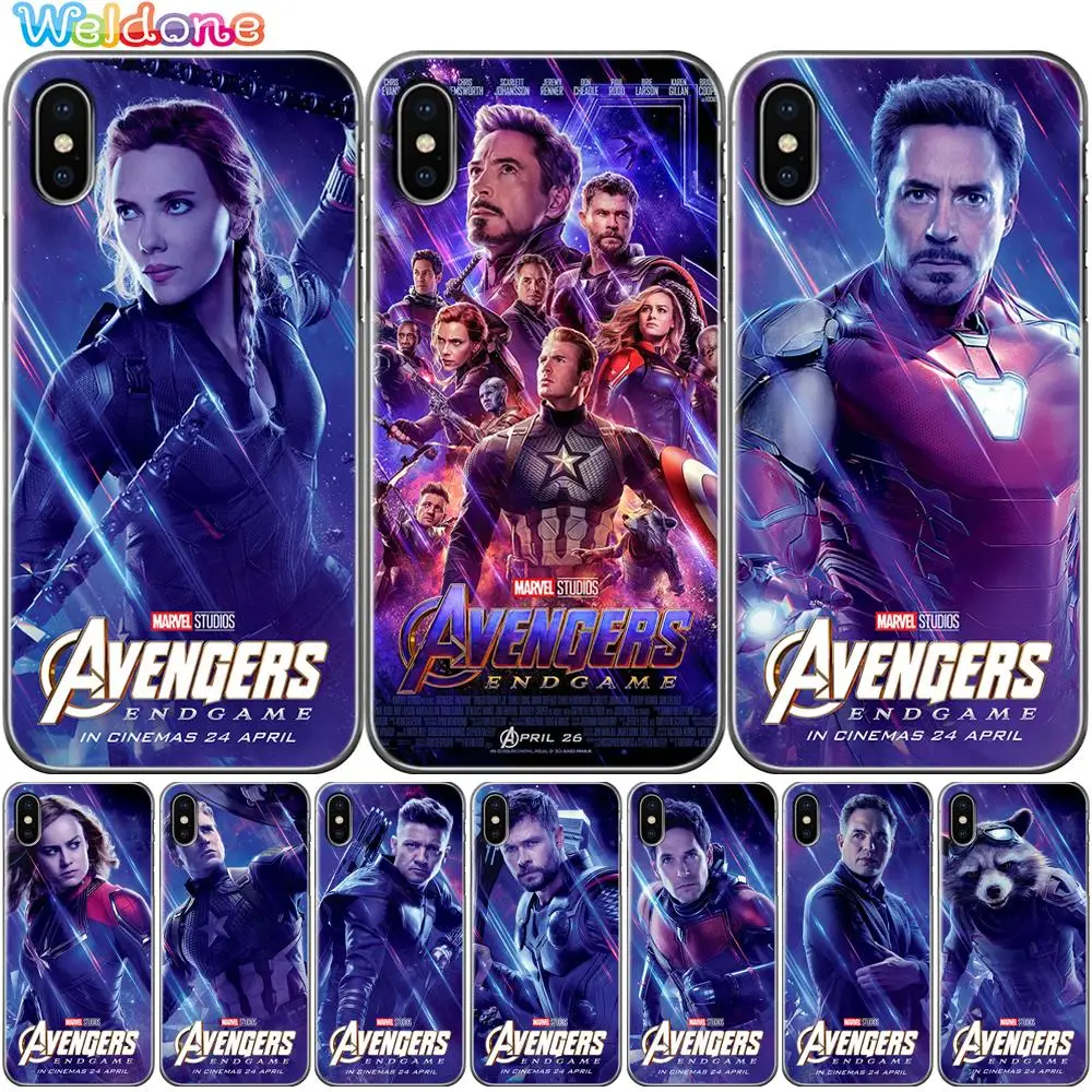 

Marvel Avengers Captain Iron man Black widow Phone Case Cover For iPhone XS Max XR X 7 6s 8 Plus 5S case cover etui