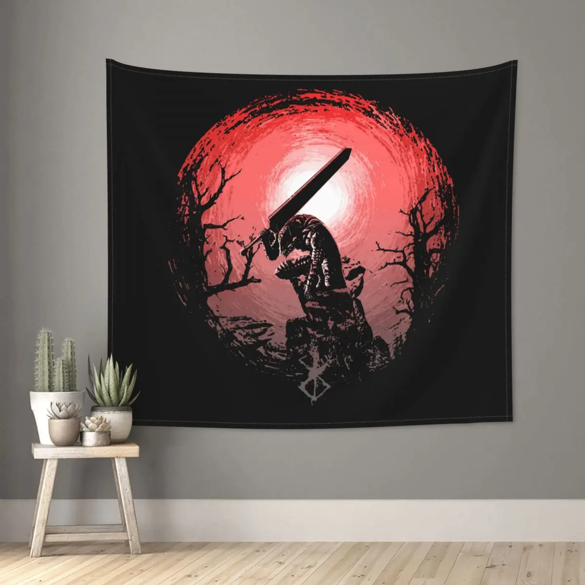 

Sunset Glow Berserk Tapestry Wall Hanging Hippie Tapestries Guts Manga Swordsman Gatsu Anime Boho Blanket Wall Decor 95x73cm