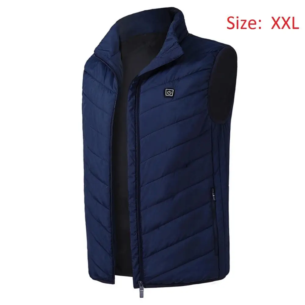 YL190903-BU1-XXL Электрический жилет с подогревом для мужчин и женщин, теплый жилет с USB, зимняя теплая куртка с подогревом - Цвет: YL190903-BU1-XXL
