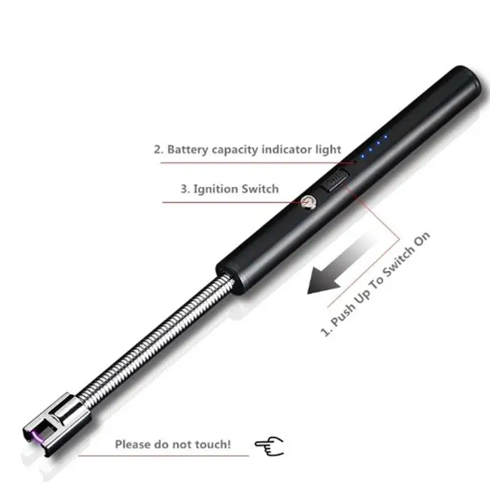 360 Degree Rotation Pulse Arc Lighter Kitchen and BBQ Electronic Lighters Rechargeable USB Portable Windproof Lighter