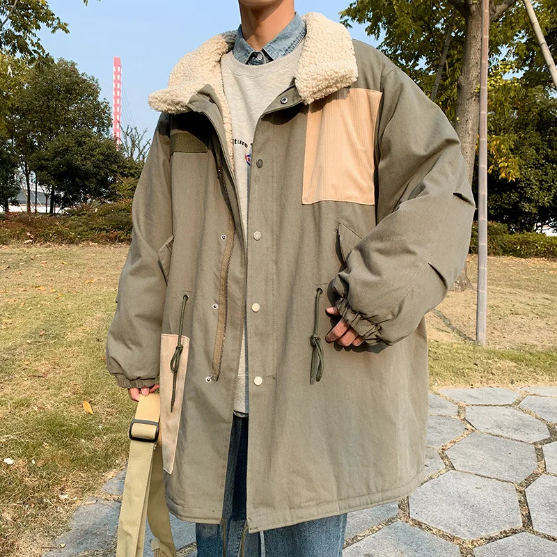 

New Style Listed 2019 Winter Joint Lambs Wool Mid-length Thick MEN'S Coat Pike Coat
