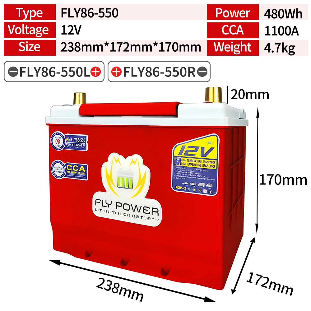 12V LiFePO4 Car Start Battery 20Ah-80Ah 240-960Wh CCA 680A-2300A With BMS  12V Lithium Batteries For Car RV Golf Cart Boat Solar car jumper