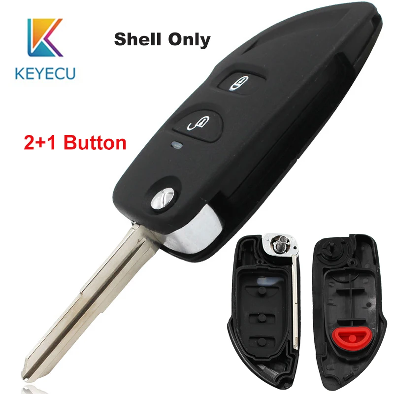 

KEYECU 2+1/3 Button Flip Smart Key Case Folding Remote Key Shell Housing Cover Fob For Hyundai Tucson Uncut Left Blade