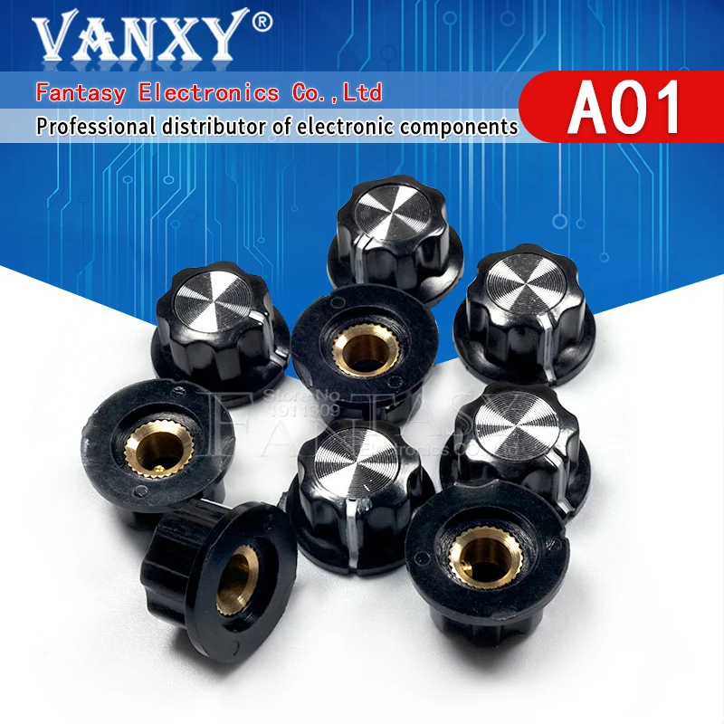 베이클라이트 전위차계 노브 캡, MF-A01 6.0mm, 직경 19.5mm, RV16 구멍 3.2mm, 10 개