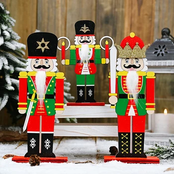 

Wooden Nutcracker Soldier Ornaments Christmas Tabletop Miniature Model Crafts Kids Gift Home Festival Decor
