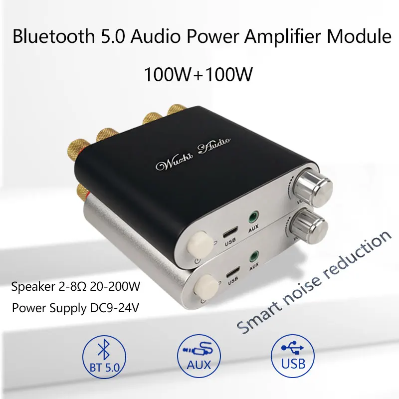 instrument amplifier TPA3116D2 100Wx2 Bluetooth 5.0 Wireless Stereo Audio Power Amplifier Board Car AMP Amplificador Home Theater ZK-1002D new amplifier