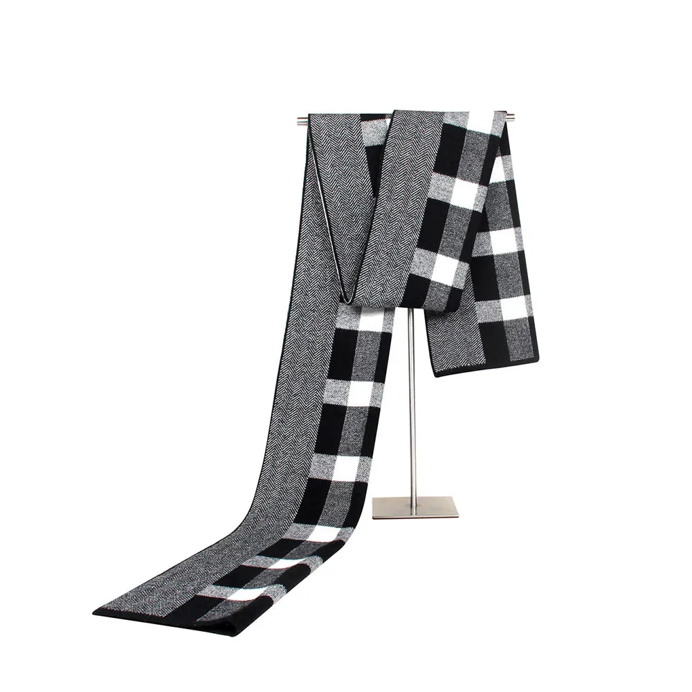 Black Men Scarf FS джентльмен для мужчин шарф зима Кашемир пашмины открытый теплый Bufandas Hombre средства ухода за кожей шеи крышка мужской классический плед шарфы д - Color: Black Men Scarf