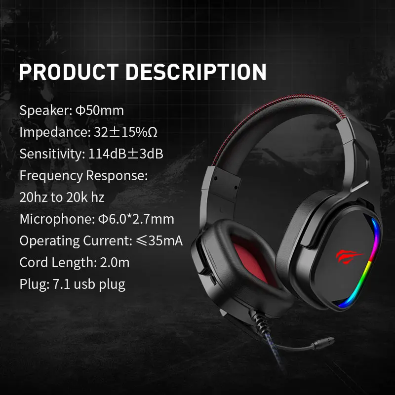 Havit 7.1 USB Plug On Ear Headphone 