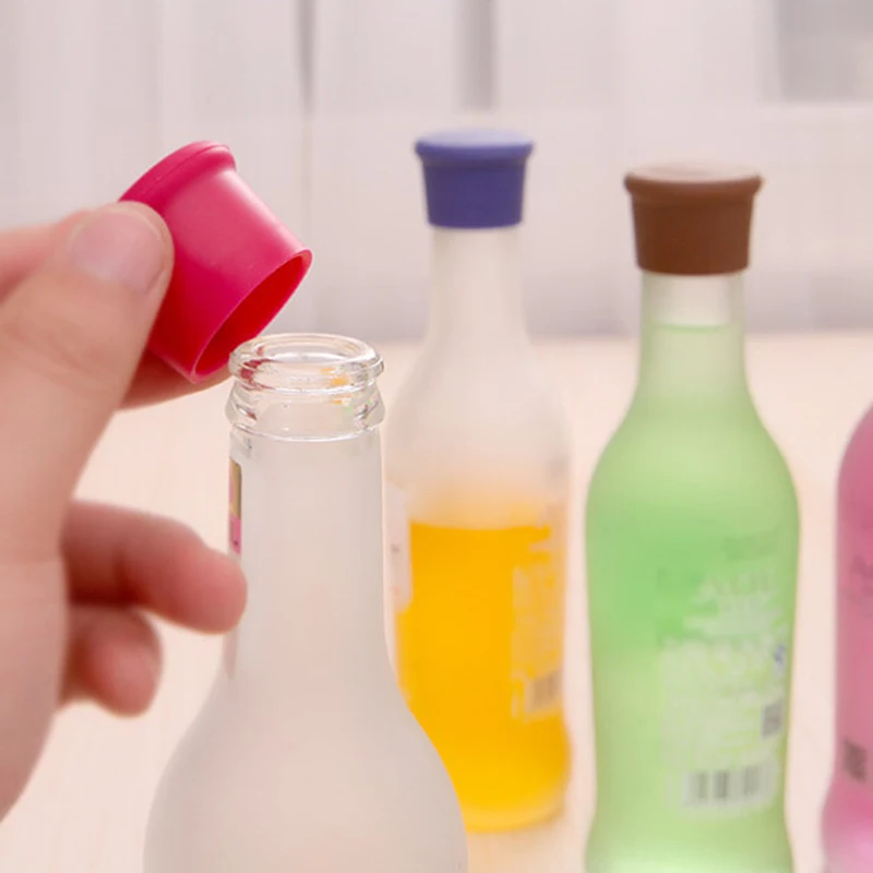 5 pezzi di silicone flessibile durevole di qualità alimentare senza perdite per bottiglie di vino e champagne, sigillanti per bottiglie, chiusure per bevande, strumenti da bar_voghion.com