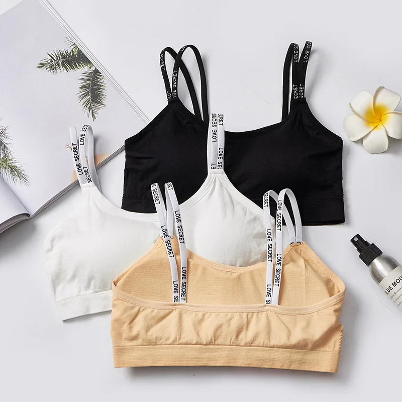 Teenage girl Thin Shoulder Seamless Sports Wrapped Chest Sling Ladies Vest Removable Sponge Pad Moisture Wicking Underwear