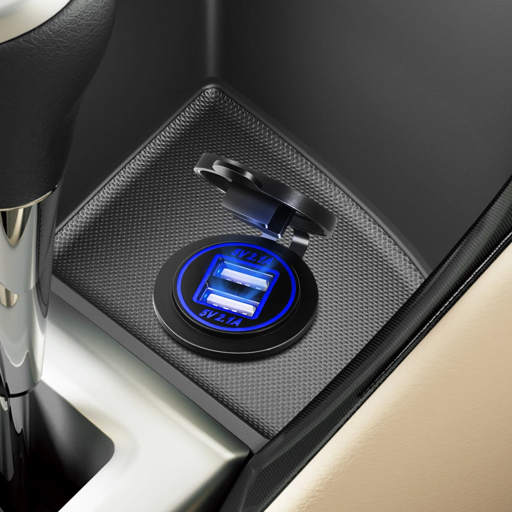 Светодиодное автомобильное зарядное устройство с двумя USB портами 12 24 В для fiat 500