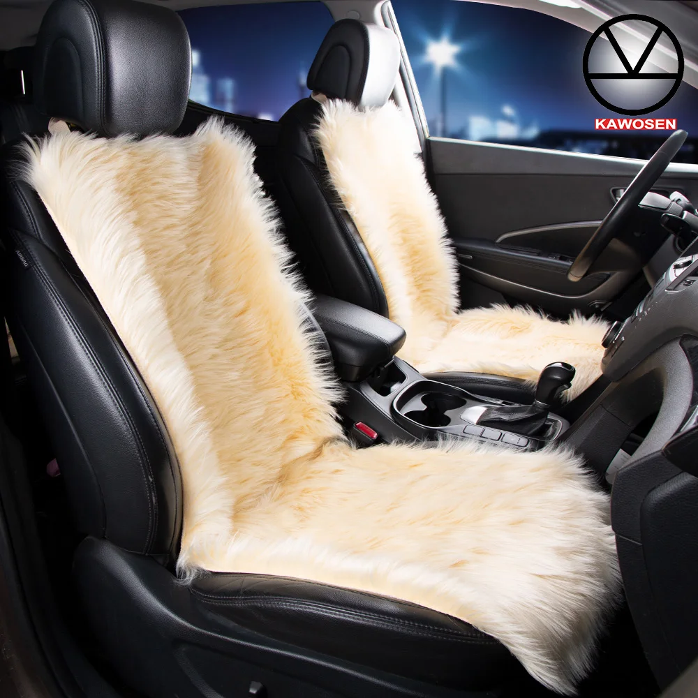 KAWOSEN 2PCS Long Faux Fur Car Seat Cover Universal Autumn And Winter