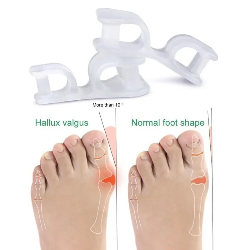 Toe Separators Toe Corrector Toe Spreader Finger Toe Separator Toe Protectors 2Pieces = 1Pair Orthosis Feet Care Pedicure Supplies Silicone Gel Two Hole Toe Separator Protector Bunion Hallux Valgus Adjuster