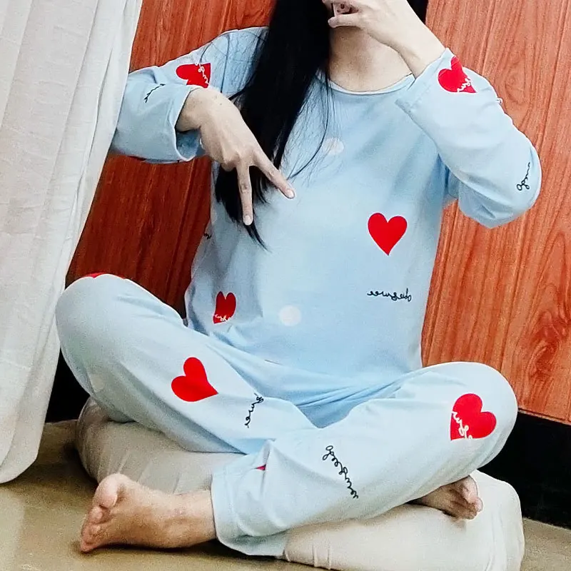 

Pajamas Women's Spring And Autumn Fresh Heart Qmilch Comfortable Pajamas Long Sleeve Two-Piece Set Thailand