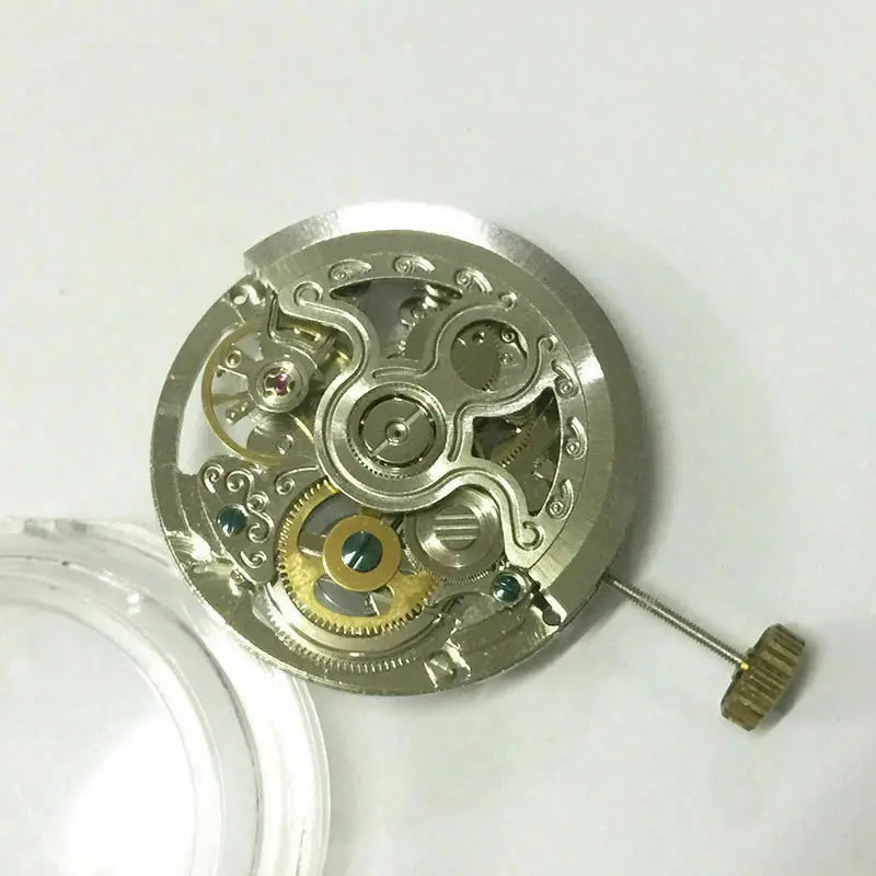 

Newest Automatic Movement For 2189 FLying Wheel Man Watch Skelenton White/Gold