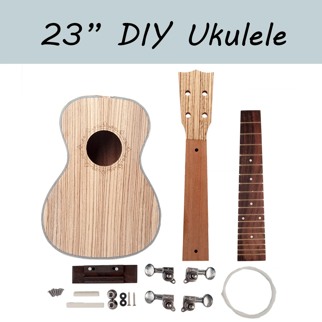 

23 Inch Zebrawood Ukulele Concert Hawaii Guitar Uke Kit Musical Instrument DIY