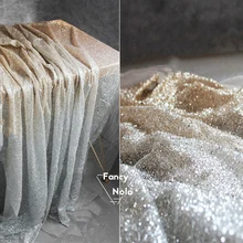 Градиент золотой серебряный ткань золочение пыли Марля блеск сценическое платье костюм DIY дизайнер ткань NZ001