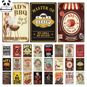 

DAD'S BBQ Sign Metal Tin Sign Plaque Metal Wall Decor for Barbecue Bar Pub Kitchen Party Zone Vintage Metal Signs Iron Painting