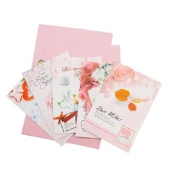 Mini carte postale de vœux en fleurs, 1 pièce, lettre d'anniversaire, Message en papier, pour la saint valentin, noël 