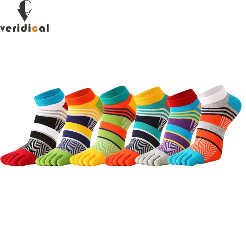 Bright Color Ankle Five Finger Socks Man Cotton Striped Patchwork Mesh  Breathable Street Fashion No Show Socks With Toes Sokken - Men's Socks -  AliExpress