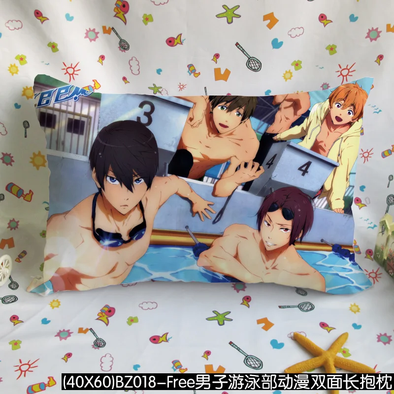 (40X60)BZ018-Free男子游泳部动漫双面长抱枕（配色丁枕芯）