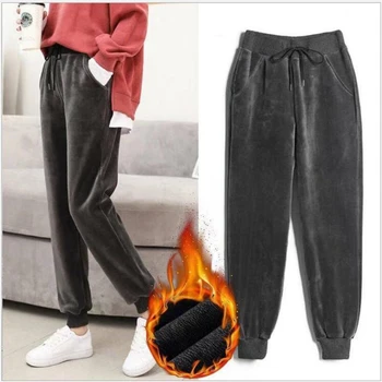

Velvet Pants Women Winter Warm Pants Women Thick Warm Pantalon Femme Loose Cashmere Trousers Winter Sweatpants F131