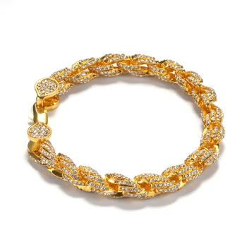 

Hip Hop Iced Out Cubic Zircon Bling Twisted Twist 7-8Inch Personality Bracelet Men luxury Charm Stainless Steel Trend Bracelet