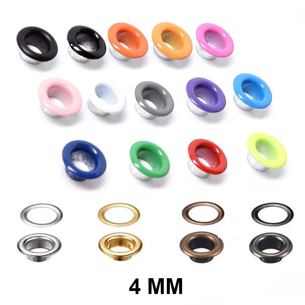 4mm Multicolor Metal Eyelets Buttonholes Buckle Hole 100sets For DIY Leathercraft Scrapbooking Shoes Belt Cap Bag Tags Clothes eyelet grommet ring eyelet grommet ring kit grommet eyelet kit screw back eyelets metal eyelet buttons