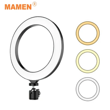 

MAMEN 6/8/10 inch Selfie Ring Light with USB Charging For Phone Photography Video 3 Modes Dimmable Ring Lights With Phone Holder