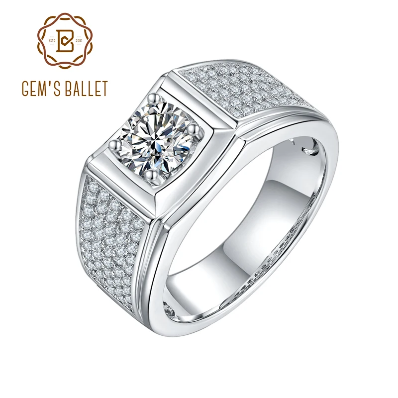 Мужские классические обручальные кольца GEM'S BALLET t 6 5 мм 1.0Ct серебряное