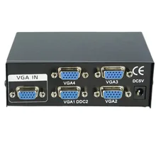Commutateur vidéo VGA 4 ports VGA SVGA, 4x1 amplificateur de Signal HD, Booster séparateur, écran large 1 en 4 sorties pour moniteur et projecteur 