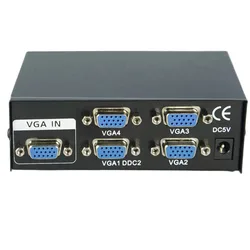 Commutateur vidéo VGA 4 ports VGA SVGA, 4x1 amplificateur de Signal HD, Booster séparateur, écran large 1 en 4 sorties pour moniteur et projecteur 