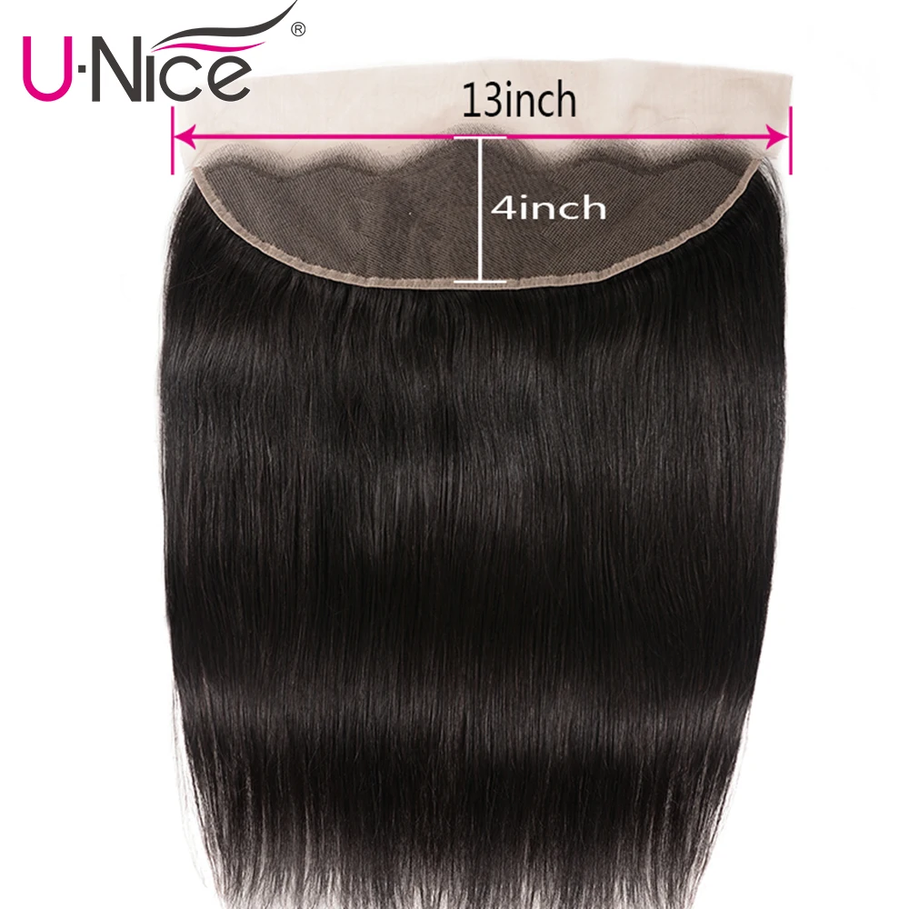

UNICE HAIR Brazilian Straight Hair Lace Frontal 13"x4" Free Part Lace Closure 1 Piece Pre-Plucked 100% Remy Human Hair 10"-20"
