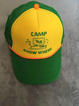 

2019 New Stranger Things 3 Dustin Baseball Hat Retro Mesh Trucker Adult "Camp Know Where" Green Yellow Cap Cosplay Gifts