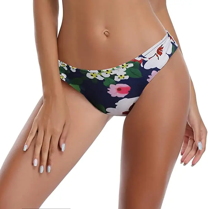 SHEKINI Cheeky Bikini Bottoms Strappy Low Rise Brazilian Thong Swim Bottom for Women