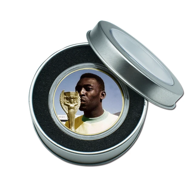 The King of Football Pele Gold Plated Commemorative Coin Set with Coin Holder Football Challenge Coins Souvenir Gift style 10