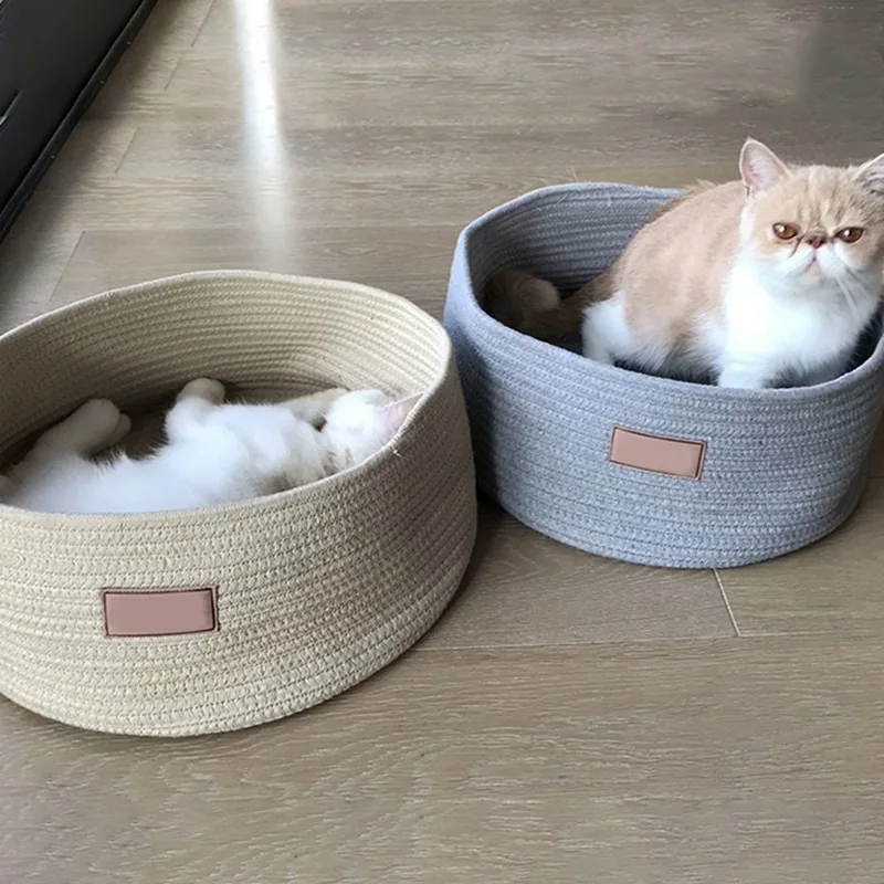 

Pet Detachable Washable Round House Cat Bed Round Pet Kitten Bed For Small Pet Four Seasons Sleeping House Bed Mat