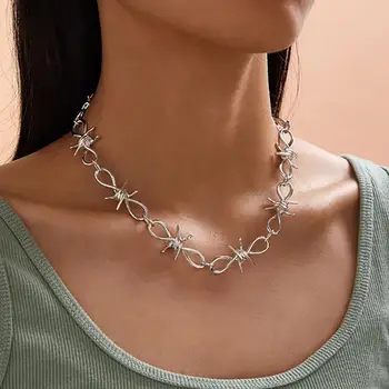 

SHIXIN Hip Hop Brambles Choker Necklace for Women Punk Barbed Wire Brambles Link Chain Necklaces 2020 Statement Jewelry Fashion