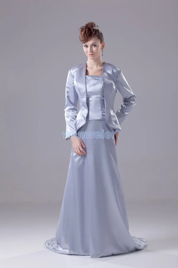 

free shipping formal gown 2016 new custom color/size long sleeve brides maid with jacket plus size Mother of the Bride Dresses