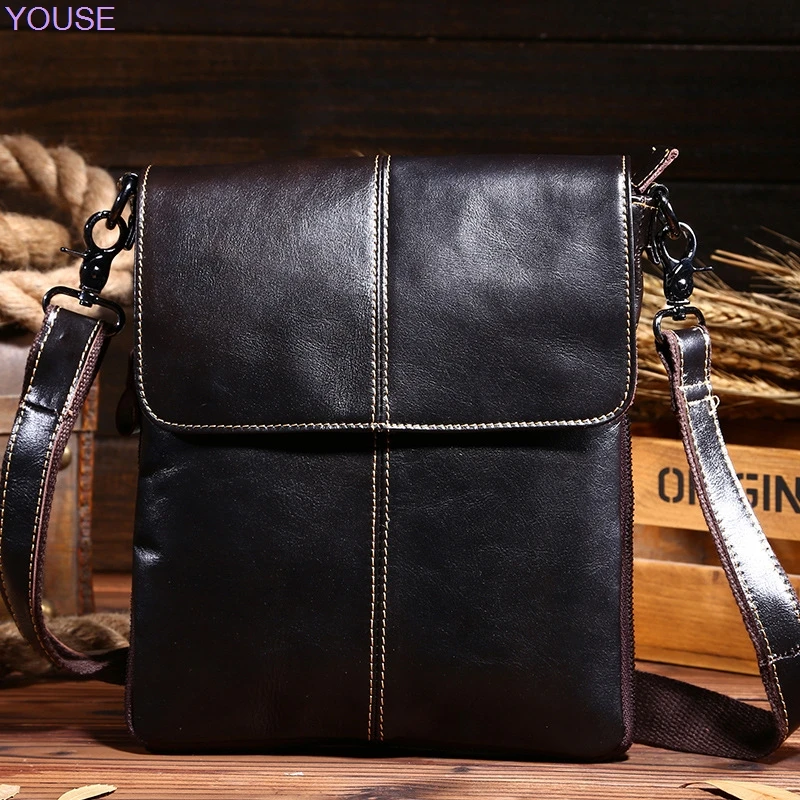 

Oil Wax Cowhide MEN'S Business Bag Men Genuine Leather Casual Handbag Shoulder Oblique Small Shoulder Bag