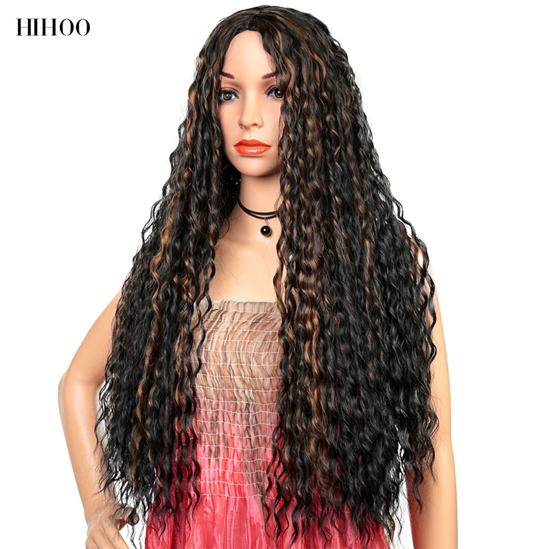 Long Water Deep Wave Headband Hair Black/White Women\'s Wigs Synthetic Natural Glueless High Temperature Fiber Hair Cosplay Daily