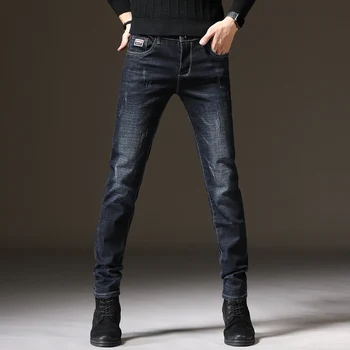 

Men Stretch All Black Colors Trousers Brand Clothing 2020 New Fashion Casual Denim Pants Male Quality
