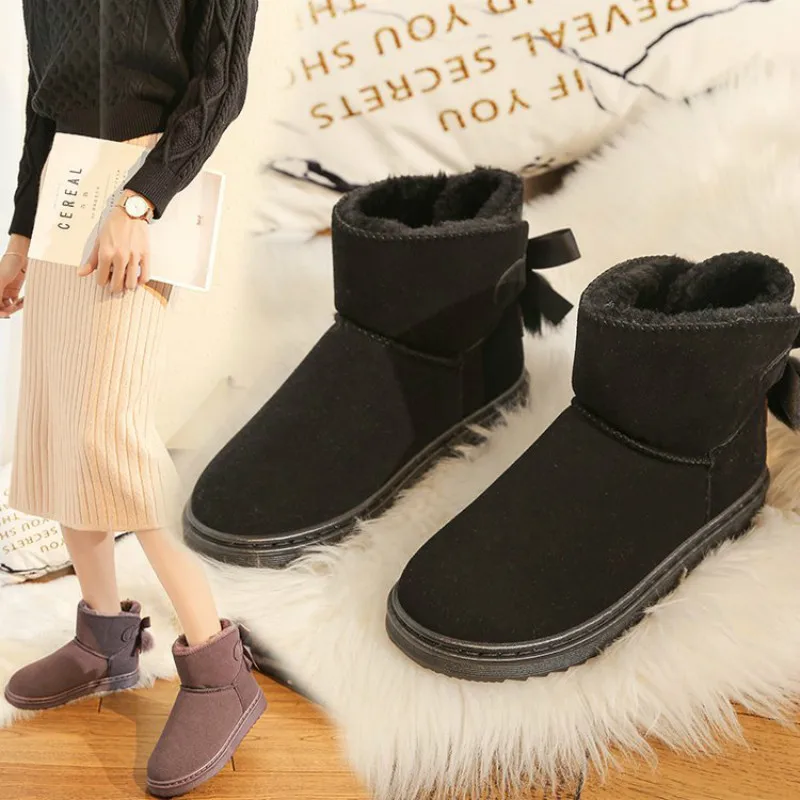 Najtaniej Darmowa wysyłka kobiety buty Faux zamszowe buty na śnieg kobiety botki ciepłe futro kobiet botki stałe buty zimowe skórzane buty damskie