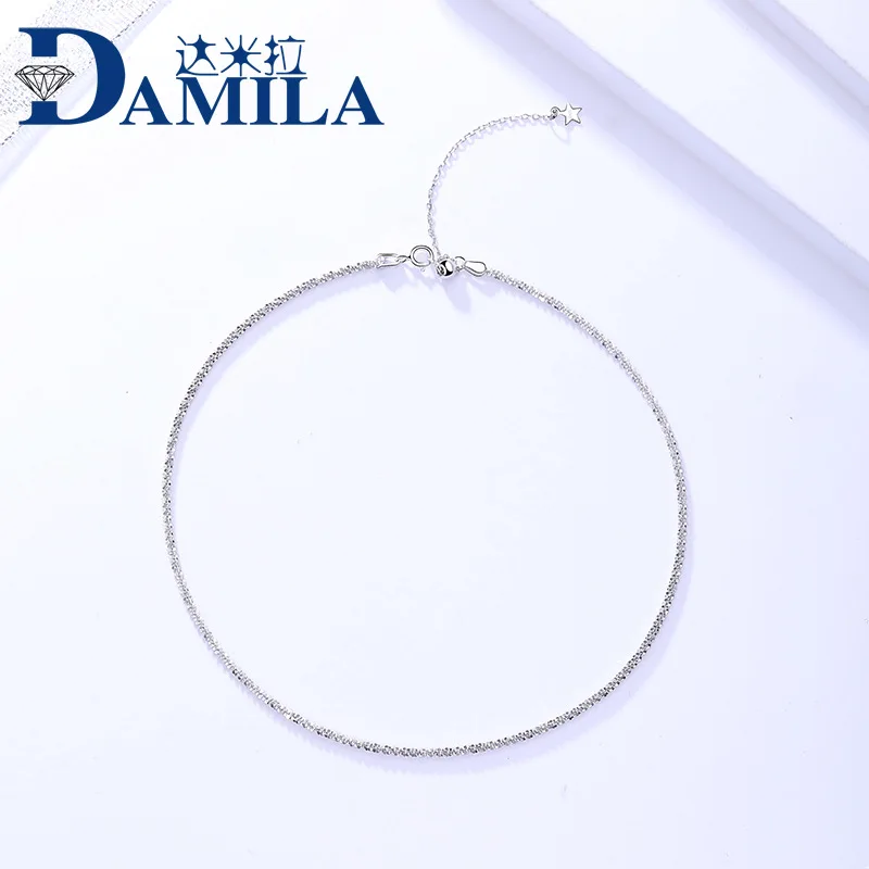 

DAMILA S925 Fine Silver Accessories Women's Korean-style Cool Short Necklace Simple Neck Decorations to Sample