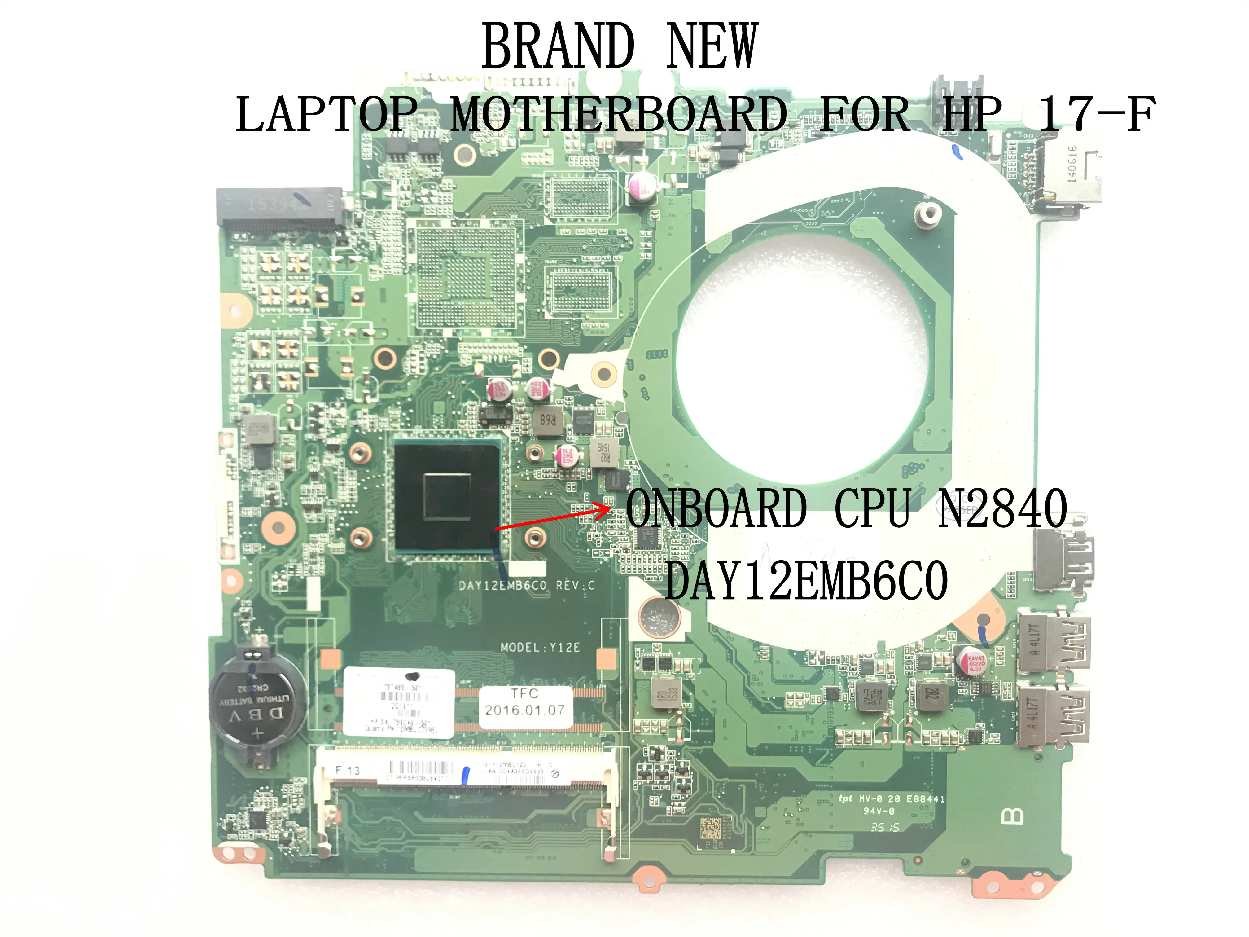 mainboard para hp 17-f computador portátil placa-mãe onboard processador n2840