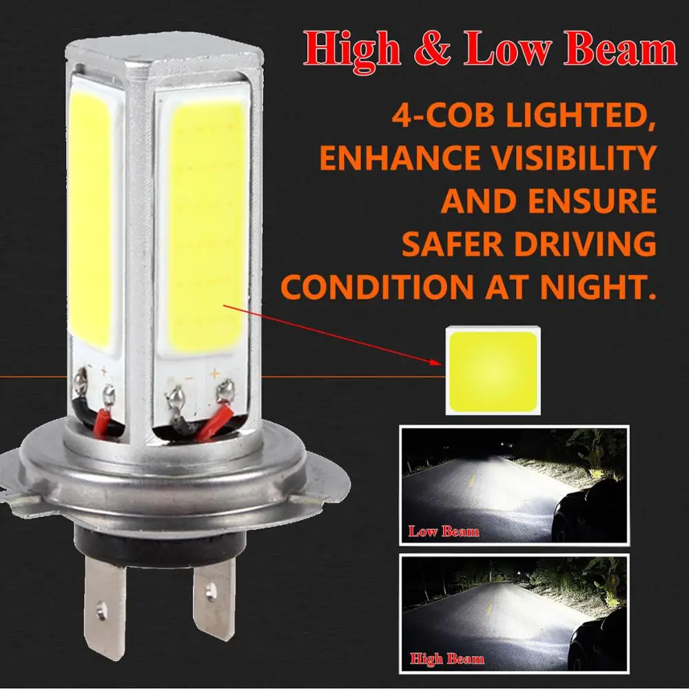 

2PCS H7 Car LED Headlight 12V 80W 4000LM Fog Lights Conversion Kit LED Lamps/Light Bulbs For Cars High/Low Beam 6000K