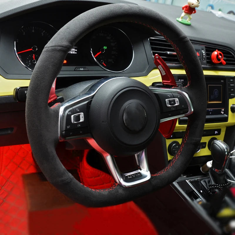 Coprivolante Per Auto Cucito A Mano Alcantara Per Volkswagen Vw Golf 7 Gti Golf R Mk7 Vw Polo Gti Scirocco 2015