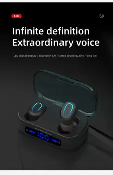 

T20 TWS Wireless Bluetooth 5.0 In-ear Headphones Stereo Surround Sound Gaming Quality Mini Earbuds Waterproof Headphones