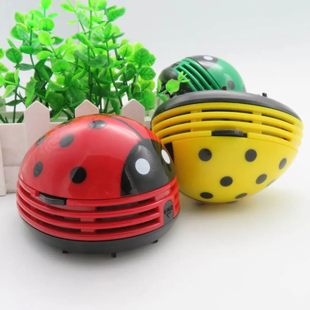Ladybug Shaped Portable Corner Desk Vacuum Cleaner Mini Cute Vacuum Cleaner Dust Sweeper for Home Office Table Clean