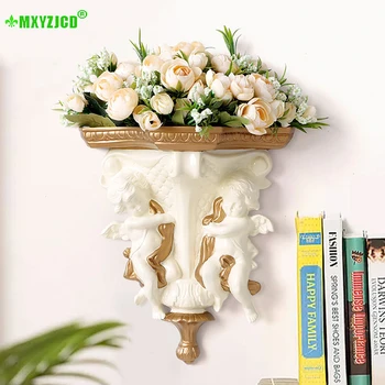 

Resin Angel Wall-mounted Flower Arrangement Container Character Wing Sculpture Item Storage Container Home Decoration Pendant